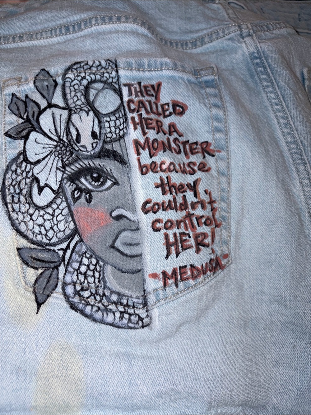 wild fable hand painted Light Blue Distressed Denim Shorts